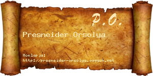 Presneider Orsolya névjegykártya